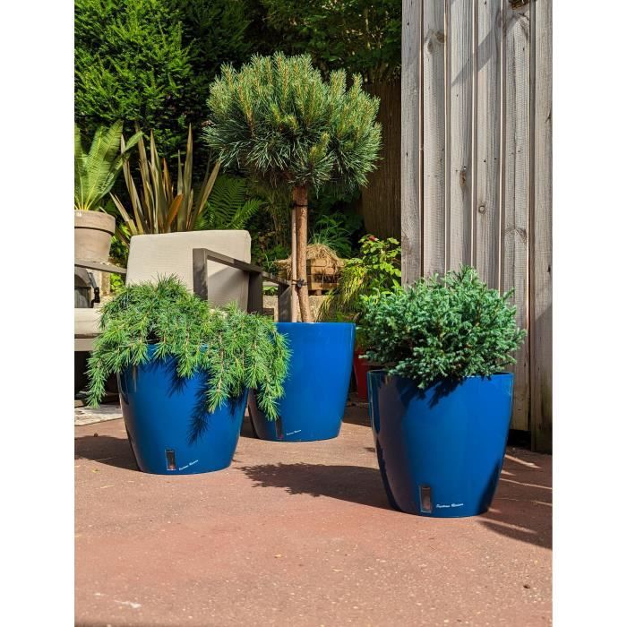 RIVIERA EVA NEW round flower box - Plastic - Diameter 46 cm - Blue