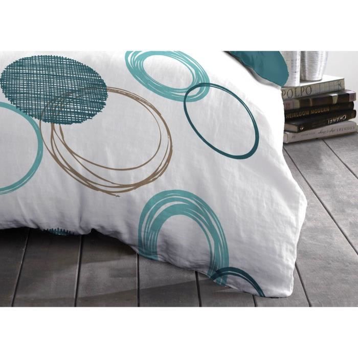 HOME LINGE PASSION Audace duvet set - duvet 220 x 240 cm + 2 pillowcases 63x63 cm - Duck blue