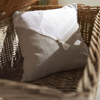 Cushion - TODAY - CHARME - Slub x Chambray x Pompon Berenice - 40 x 40 cm