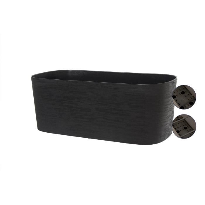 XL planter with water reserve - GARDEN ID Respect - Black-Anthracite 80 x 38 cm - 100% household waste - 100% recyclable