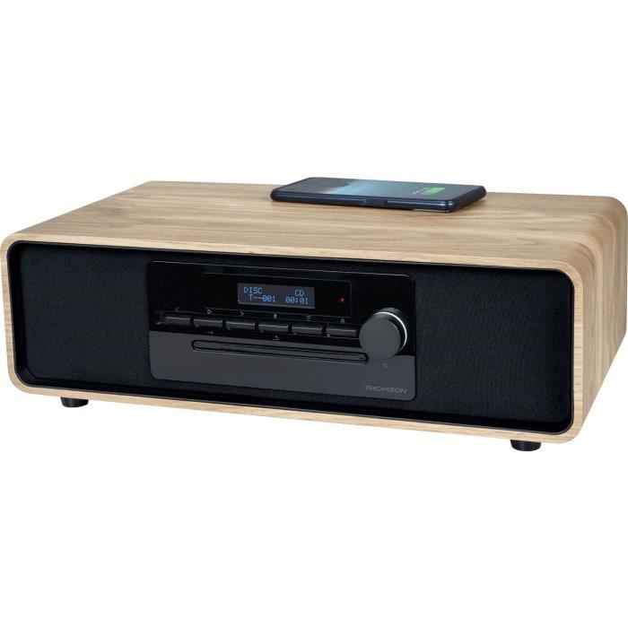 Bluetooth Micro-system - THOMSON - Wood/Black - FM/DAB+/CD/MP3/USB/Induction Radio, 75W, LCD Display, Remote Control, 230V Power Supply