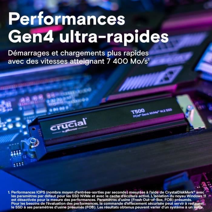 CRUCIAL - CT2000T500SSD5 - Internal SSD - 2TB - M.2 - HEATSINK