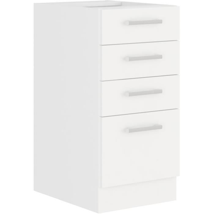 ATLAS Base unit with 4 drawers - White decor - L40cm - Sold without worktop