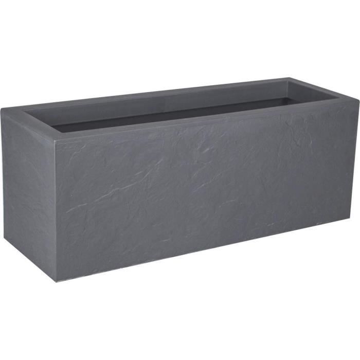 EDA Jardiniere Volcania'Up 57 L - Imitation stone decor - 79.5 x 29.5 x 29.5 cm - Gralet gray