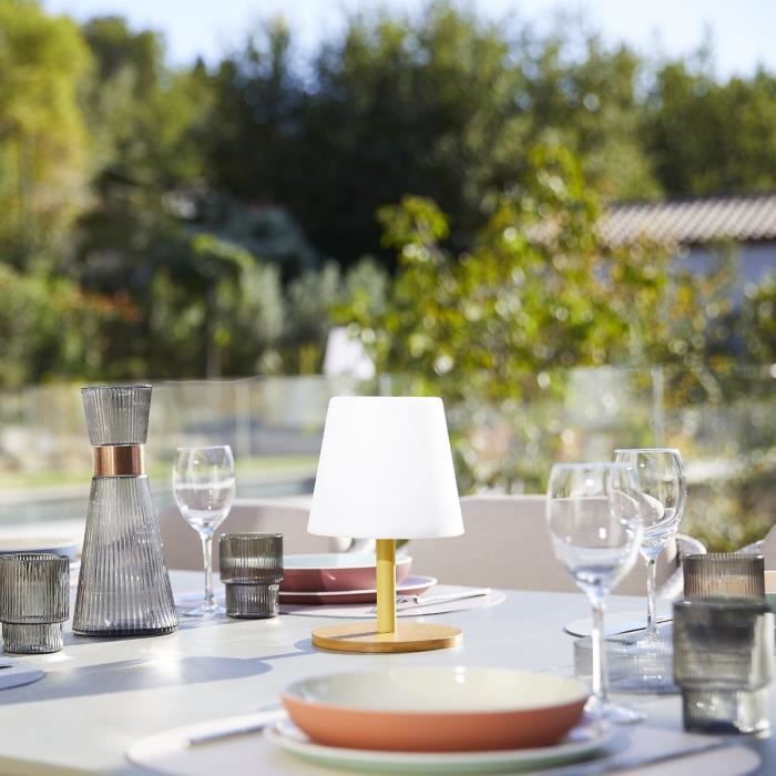 Cordless table lamp - LUMISKY - STANDY MINI WOOD - H25 cm - Natural bamboo base - Warm white and white LED