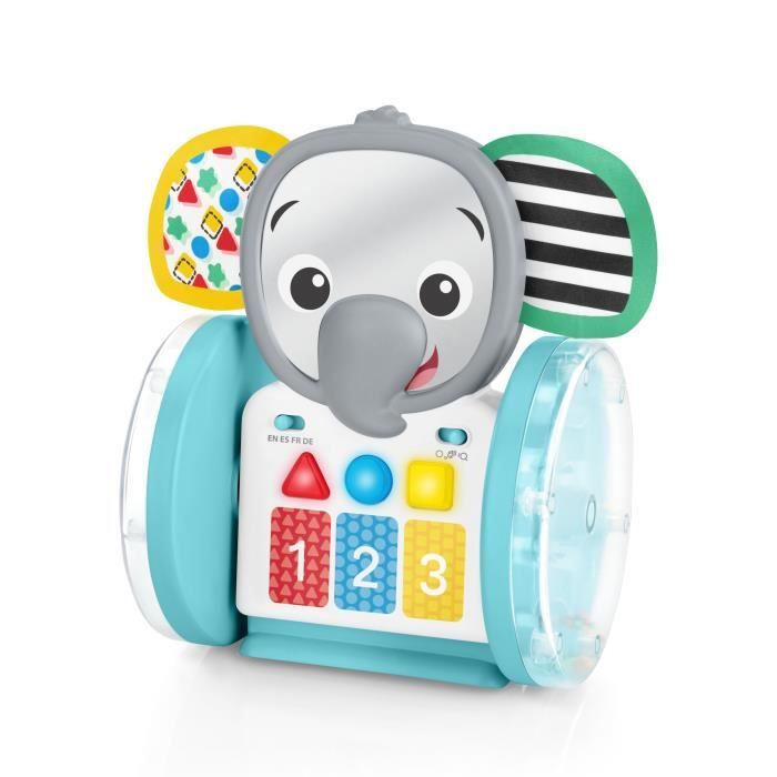 BABY EINSTEIN Little Elephant Rolling Toy, Music and Lights, Interactive and Multilingual, Motor Skills Development