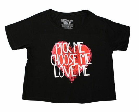 Greys Anatomy "Pick Me" Women's Black Crop Top - X-Large