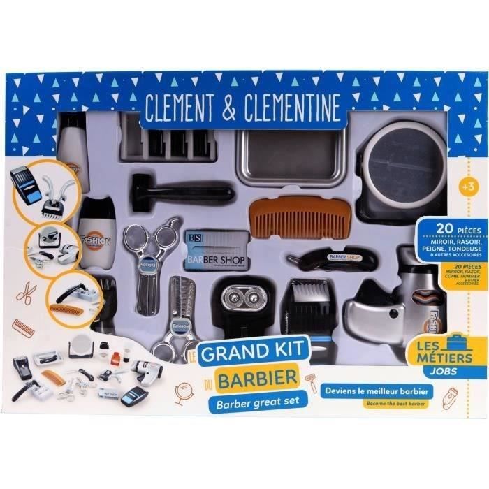 Hairdresser Set - Barber Pretend Play - CLEMENT CLEMENTINE - Clippers, Hair Dryer, Razors - From 3 Years Old
