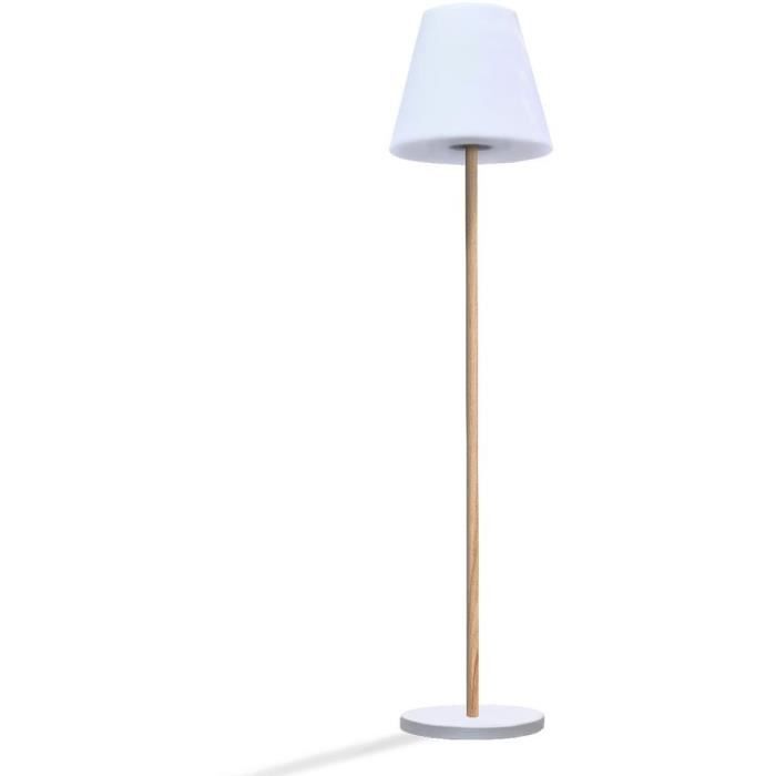 Solar and rechargeable street lamp - LUMISKY - STANDY WOOD SOLAR - H150 cm - Dimmable warm white LED