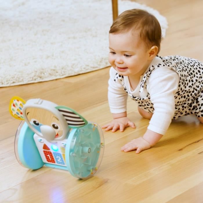 BABY EINSTEIN Little Elephant Rolling Toy, Music and Lights, Interactive and Multilingual, Motor Skills Development