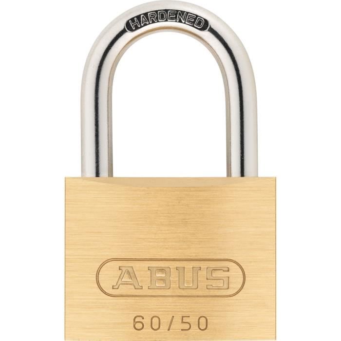 Solid brass padlock - ABUS - 60/50 - Hardened steel shackle - Double locking - 2 keys