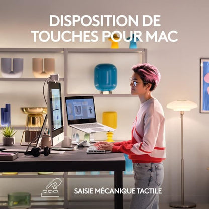 Logitech - Wireless keyboard for Mac - MX Mechanical Mini - Pale gray