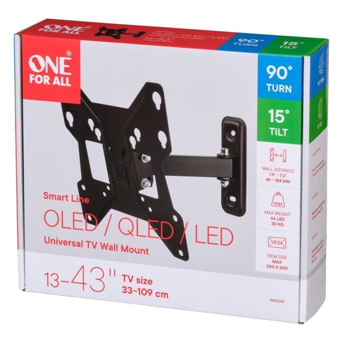 ONE FOR ALL WM2241 - Tilt & Rotate Wall Mount (90 °) for TVs from 13 to 40 (33 to 102cm) - Black