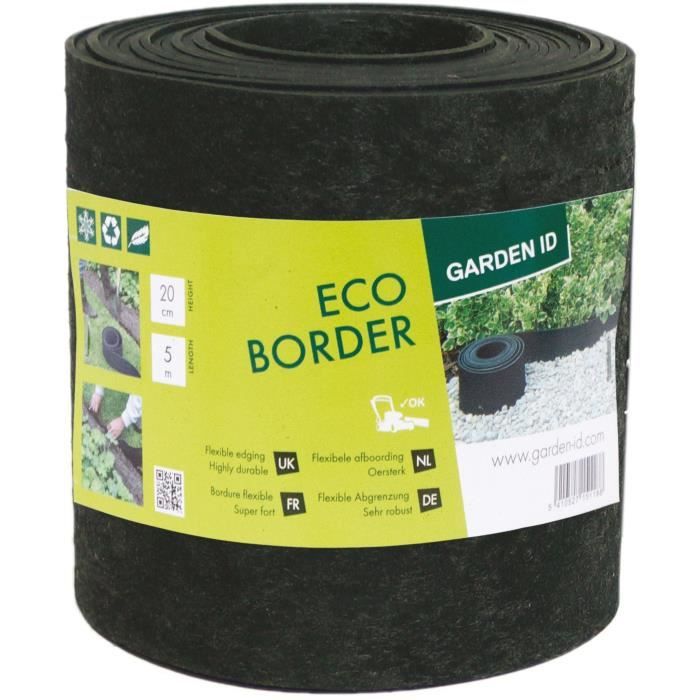 Recycled rubber garden edging - GARDEN ID Eco Border - 5 m H20 cm - Indestructible - Flexible, straight or curved installation.