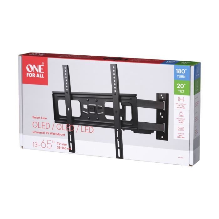 ONE FOR ALL WM2453 - Support-Mural TV Smart - Inclinable 20° & Orientable 180° - 32-65''/81-165cm - Pour TV max 50 kgs