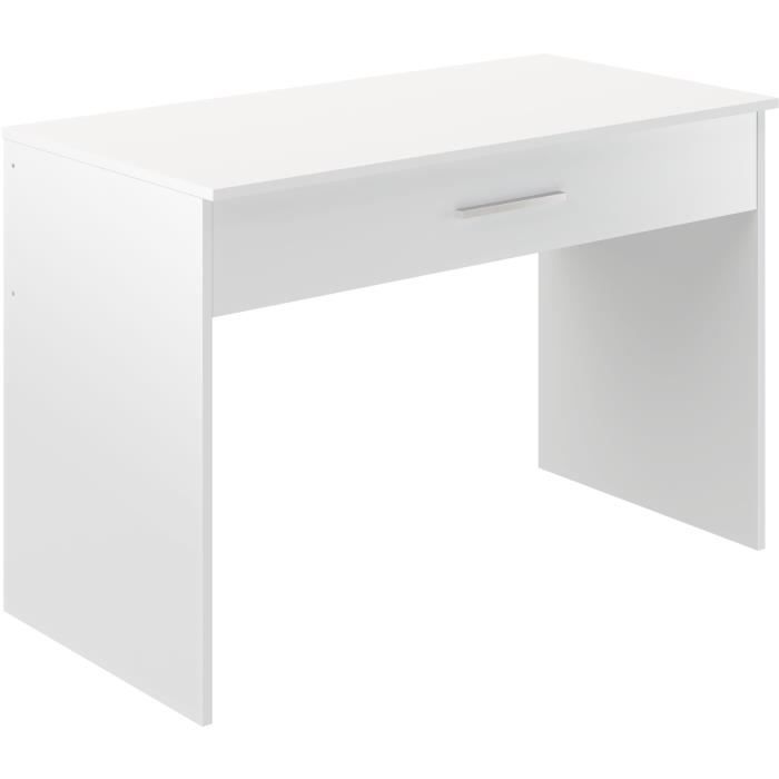 Large drawer desk - White melamine - 110 x 56 x 81.5 cm