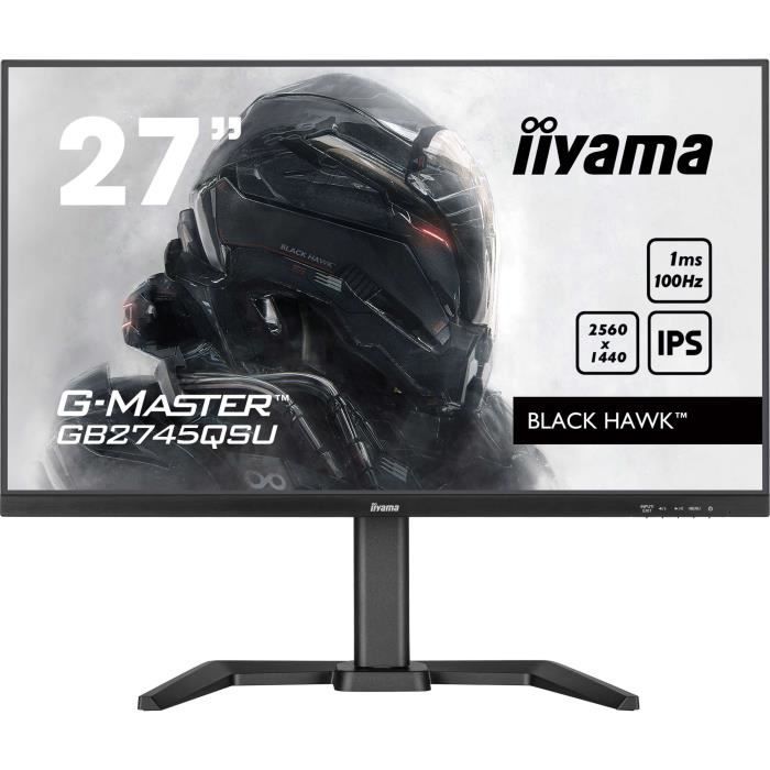PC Monitor - IIYAMA - GB2745QSU-B2 - 27 QHD - IPS - 100Hz - 1ms - HDMI/DP/USB HUB - Adjustable Stand + Pivot - Speakers - Black