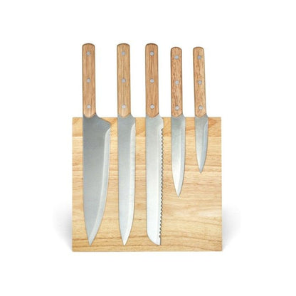 Set of 5 knives - LIVOO - MEC136 - 20 to 32.5 cm - Stainless steel blade - Magnetic support