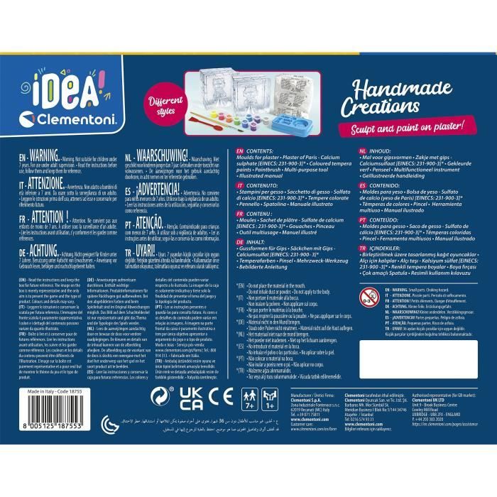 Clementoni - Create Creation of plaster animals - Creative leisure - Made in Italy