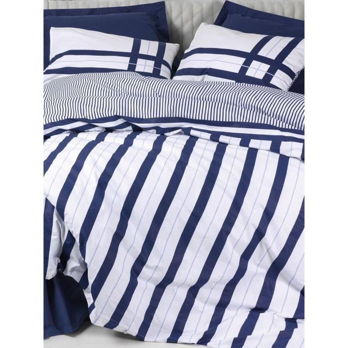 Bedding set - 1 duvet cover 220 x 240 cm + 2 pillowcases 60 x 60 cm - 100% cotton - Blue