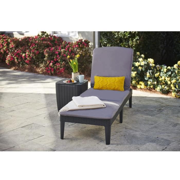 ALLIBERT JAIPUR Sunlounger - woven resin imitation - Gray