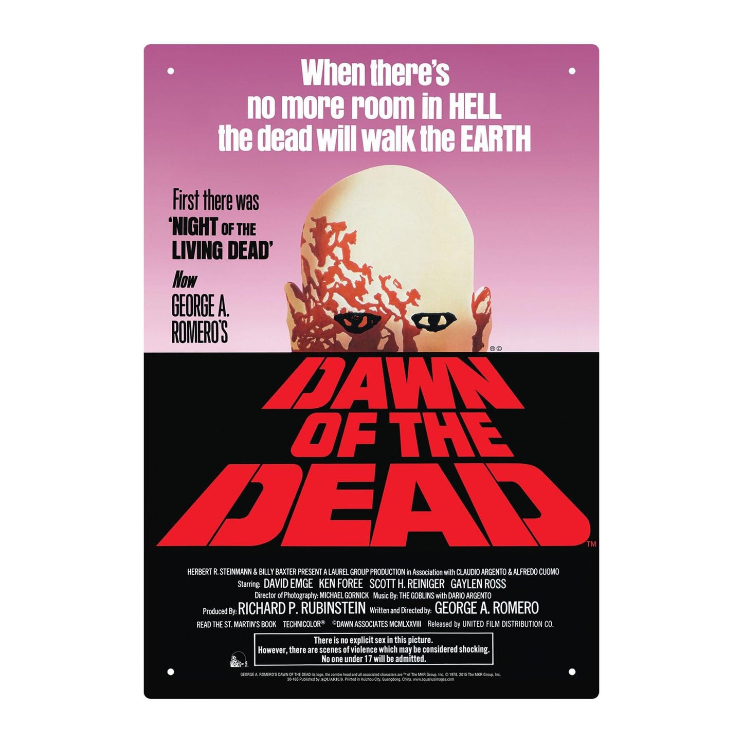 Dawn of The Dead One Sheet Tin Sign