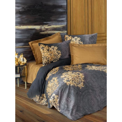 Bedding set - 1 duvet cover 220 x 240 cm + 2 pillowcases 60 x 60 cm - 100% cotton satin - Anthracite