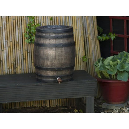 Barrel-shaped water collector - NATURE - Rotomoulded PE - 50 litres - Accessories included