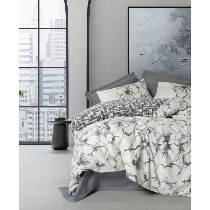 Bedding set - 1 duvet cover 220 x 240 cm + 2 pillowcases 60 x 60 cm - 100% cotton - Anthracite