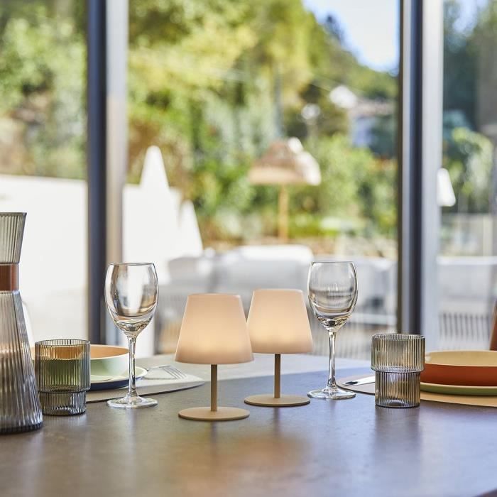 Set of 2 cordless table lamps - LUMISKY - TWINS - Cream - H16 cm - LED