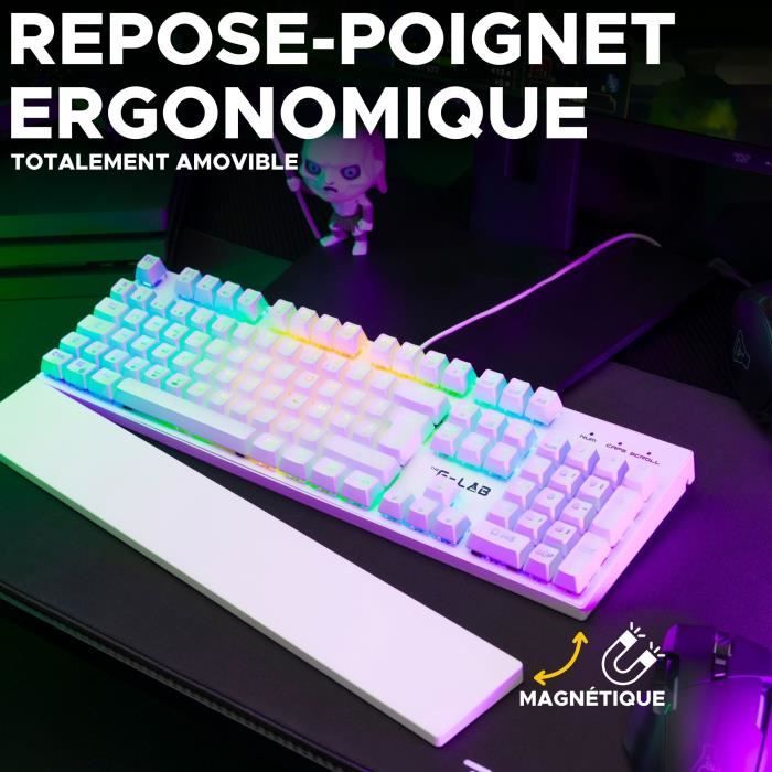 Gaming Keyboard - The G-Lab - KEYZ RUBIDIUM - Mechanical (Red Switch) - Wrist Rest - RGB - Wired - Azerty - White