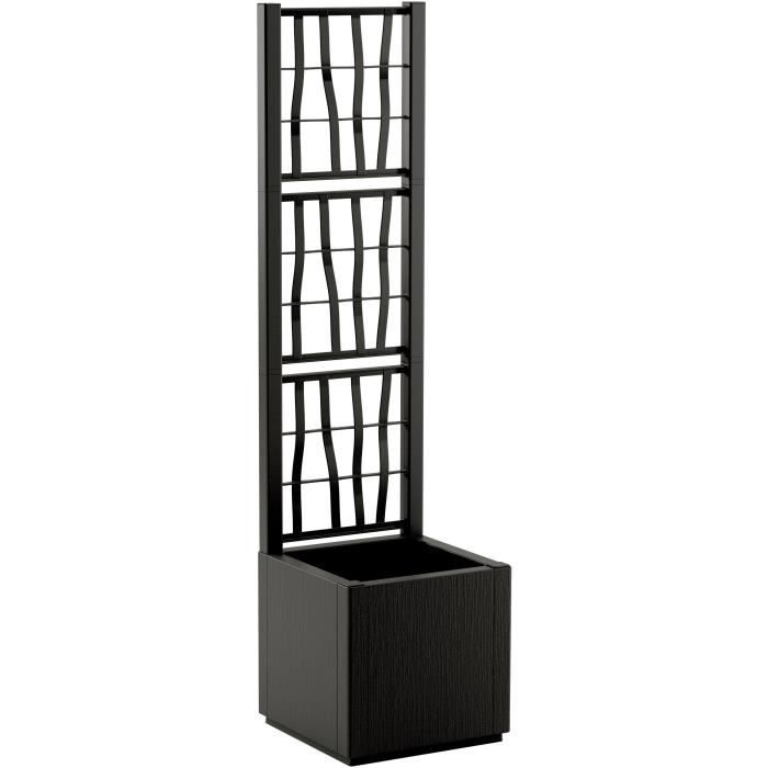 Flower box - ETHICA - Graphite - Square with trellis - 38 L - STEFANPLAST