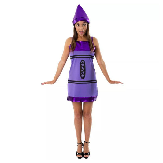Women's Purple Crayon Costume Dress - Medium