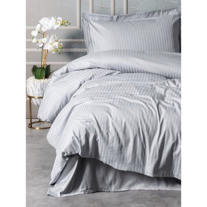 Bedding set - 1 duvet cover 220 x 240 cm + 2 pillowcases 60 x 60 cm - 100% cotton satin - Grey