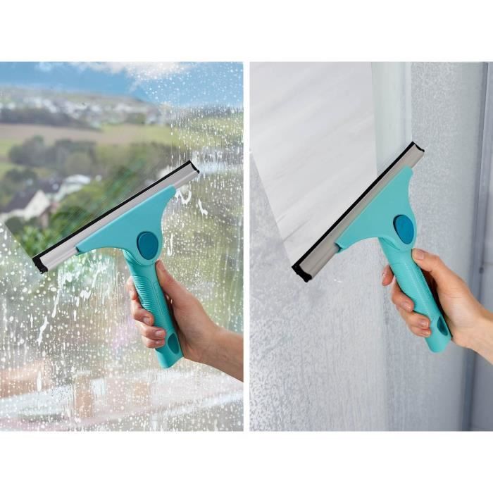 Leifheit Pro Reach 51425 M 2-in-1 window squeegee, 28 cm shower squeegee with movable joint and drip edge, Click-System