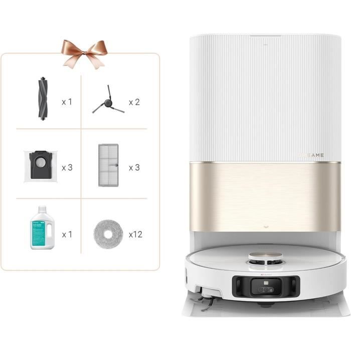 Dreame X40 Ultra Complete Robot Vacuum Cleaner with Detachable and Liftable Mop, Extensive Cleaning with Brushes