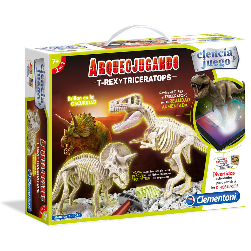 T Rex and Triceratops fluorescent Archeology