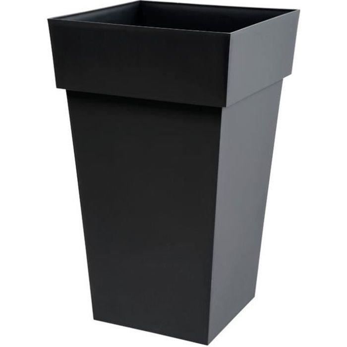 EDA Tuscan high square flower pot - 39 x 39 x H 65 cm - 62 L - Anthracite gray