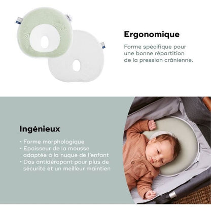 Baby headrest - BABYMOOV - Cosyhead - Baby morphology - Oeko-Tex certified organic cotton - Fresh Sage Green