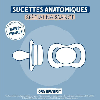 Anatomical pacifier duo - DODIE - 0/2 months - Octopus