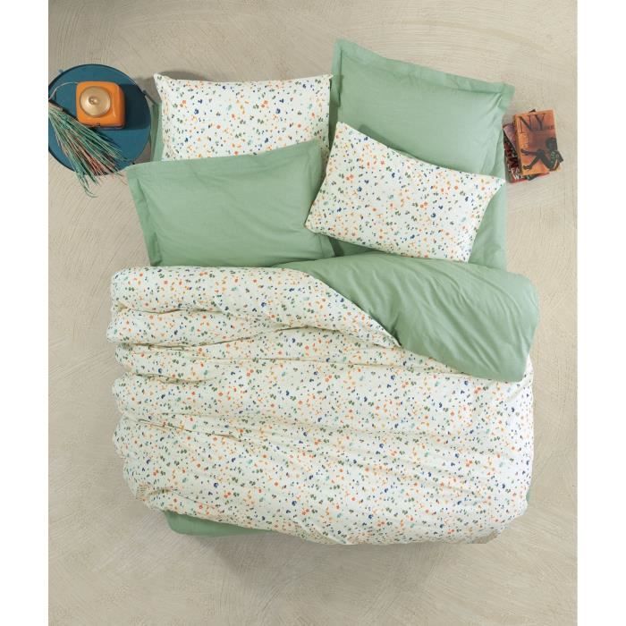 Bedding set - 1 duvet cover 220 x 240 cm + 2 pillowcases 60 x 60 cm - 100% cotton - Green
