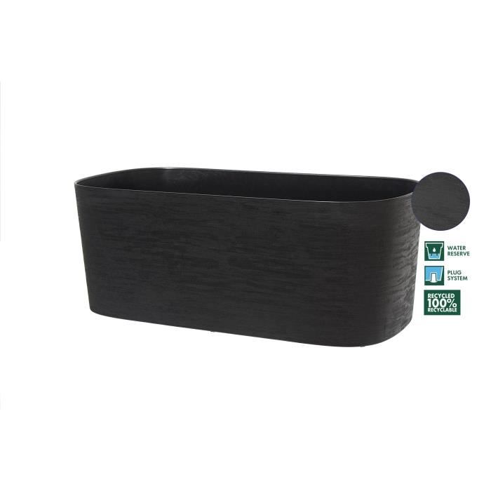 Planter + water reserve - GARDEN ID Respect - Black-Anth 50 x 17 cm - 100% household waste - 100% recyclable - Structured surface
