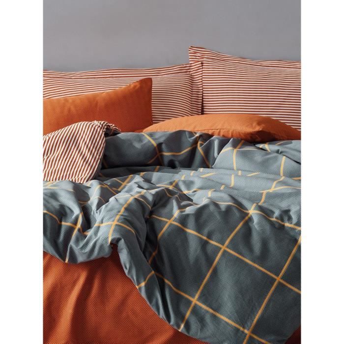 Bedding set - 1 duvet cover 220 x 240 cm + 2 pillowcases 60 x 60 cm - 100% cotton - Cinnamon