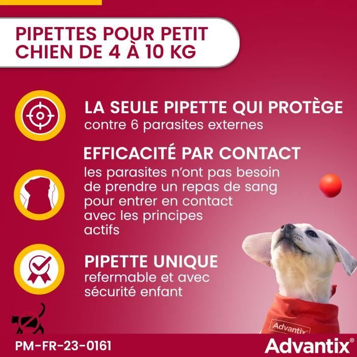 ADVANTIX 4 antiparasitic pipettes - For small dogs from 4 to 10kg