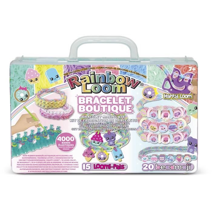 Automatic Rubber Band Bracelet Maker Kit - BANDAI - Rainbow Loom Boutique - Contains 4000 Rubber Bands, Beadmojis...