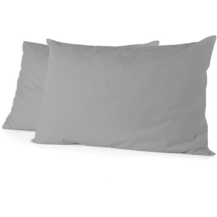 Set of 2 pillowcases - HOME LINGE PASSION - 50 x 70 cm - Light grey