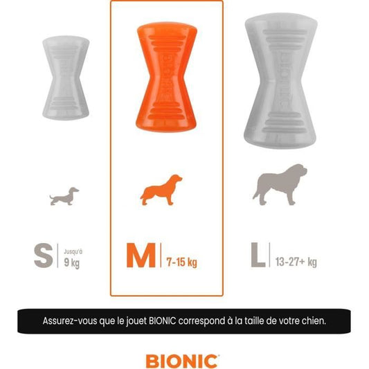 Dog toy - BIONIC - Bone - Size Medium 12 cm - Ultra-resistant rubber - lead, BPA and phthalate free