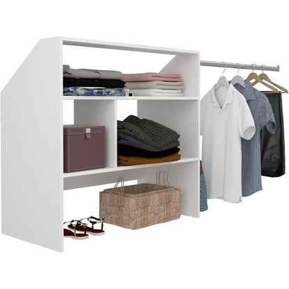 ARTIC EKIPA attic dressing kit - White melamine decor - 1 wardrobe - L197 x D50 x H94 cm