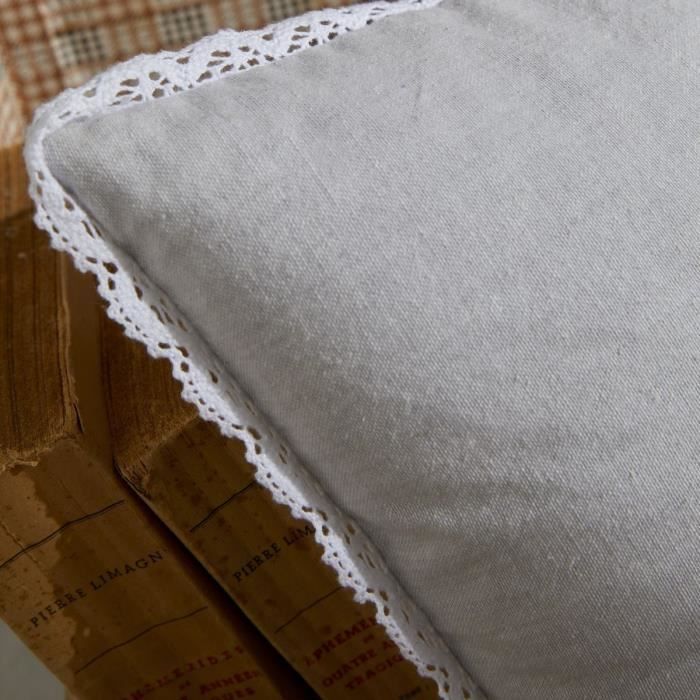 Cushion - TODAY - CHARME - Chambray x Dentelle Constance - 40 x 40 cm