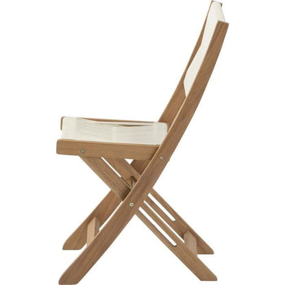 FSC acacia wood folding bistro set with beige rope weave - 2 people - MAKENA